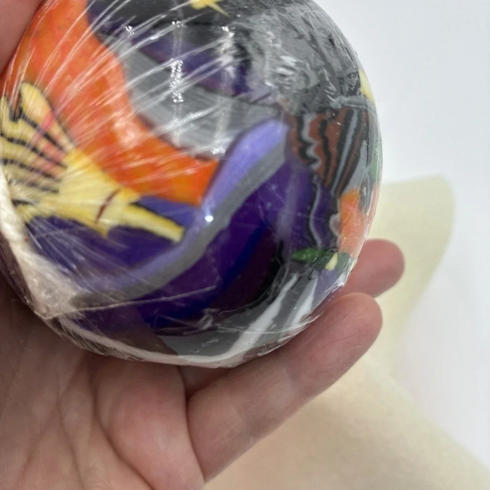 Halloween Witch Sphere Candle Round Black Orange Purple Spooky Decor 3 Inch